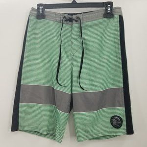 O'Neil Men's White Green Striped Gray Boardshort